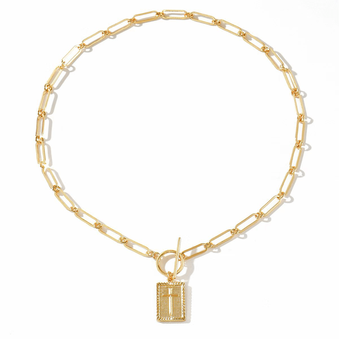 Vintage Cross OT Clasp Luxury Necklace ZK4448: Gold / One Size - Ashley’s Emporium