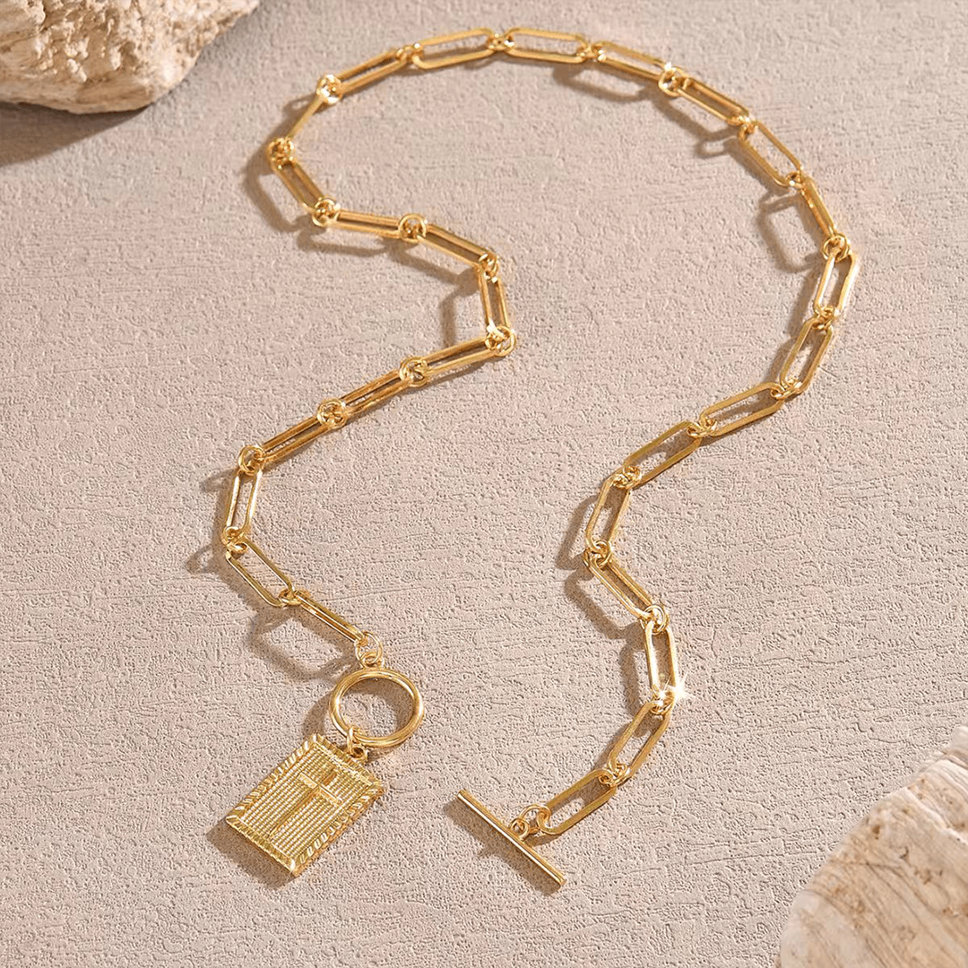 Vintage Cross OT Clasp Luxury Necklace ZK4448: Gold / One Size - Ashley’s Emporium