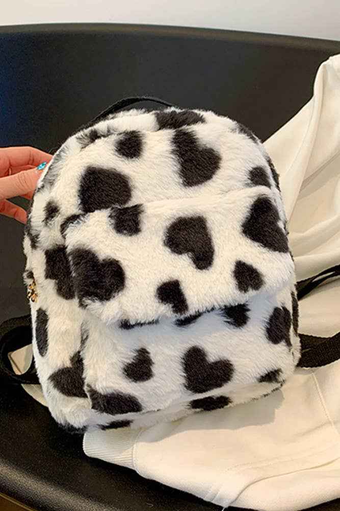 Western Cow Print Fleece Backpack ZK166: Brown / One Size - Ashley’s Emporium