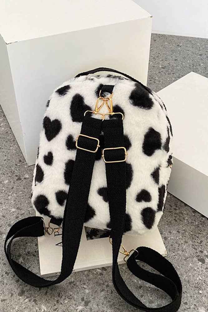 Western Cow Print Fleece Backpack ZK166: Brown / One Size - Ashley’s Emporium