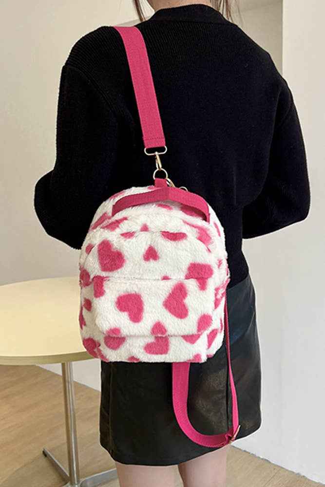 Western Cow Print Fleece Backpack ZK166: Brown / One Size - Ashley’s Emporium